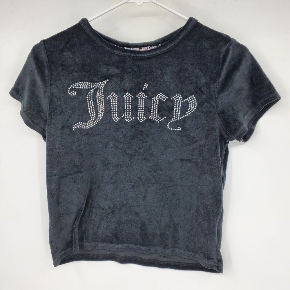 Juicy Couture Sleepwear Black Velvet Juicy Sequin Embellished Girl's Shirt Mediu